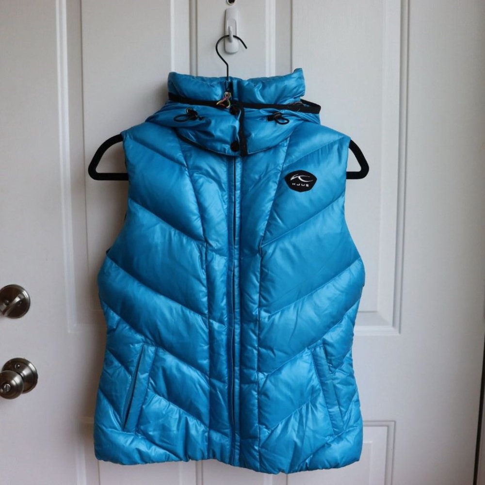 COPY - Kjus Blue Down Ski Vest with Removable Hoodie